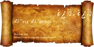 Őry Ágnes névjegykártya